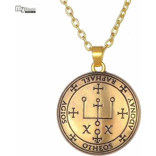 My Shape Archangel Raphael Seal Pendant Talisman Necklace Men It Is God Who Heals Trendy Amulet Religion Necklaces for Women