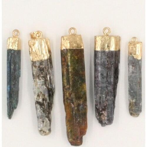 Handmade Random Color Unisex Real Volcanic Rock Crystal Quartz Pendant Rough Natural Mineral Stone Druzy Gold-Color for Gift