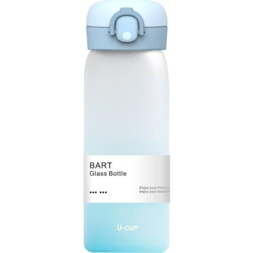 Portable Glass Bottle Frosted Gradient Color Large Capacity Portable Fitness Sports Straw Water Cup Water Bottle Glass