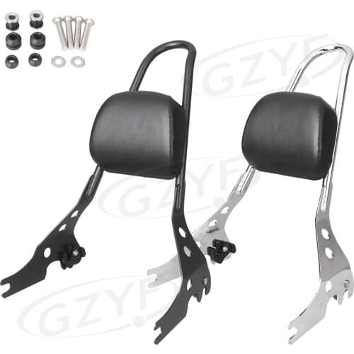 Motorcycle Adjustable Sissy Bar Backrest Luggage Rack Stain For Harley Davidson Street 500 750 2015 2016 5017 Black / Chrome