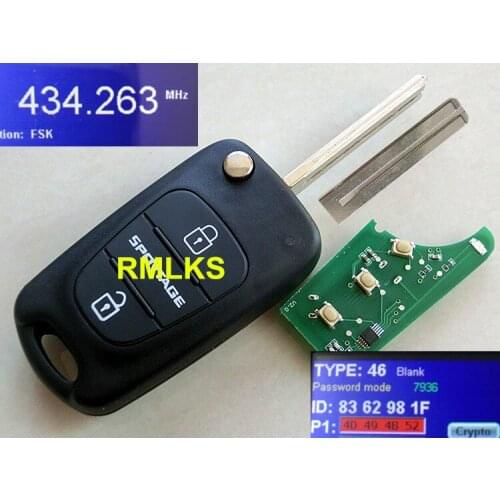 RMLKS 433MHz Chip ID46 Remote Key Fob Fit For Hyundai I30 IX35 Verna TOY40 Blade For Kia Sportage Folding Flip 3 Buttons Car Key