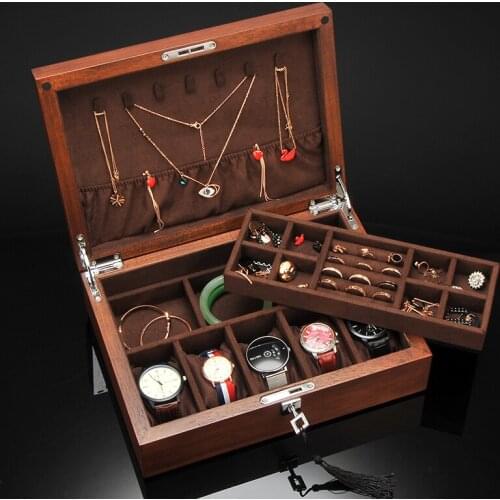Luxury Wooden 5 Grids Watch Box Holder Box Organizer For Watches bracelets earring ring necklace brooch Jewelry Organizer Box