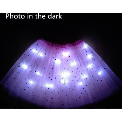 Pink Mesh Tulle Skirt With Light Glows Childrens Birthday New Year Party Fun Gift LED New Style Strange Kids Girls Skirt