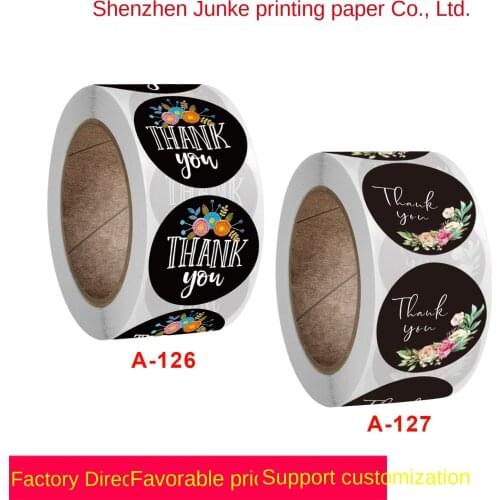 Rolled copper paper thank you flower pattern decoration sticker label 500pcs / roll