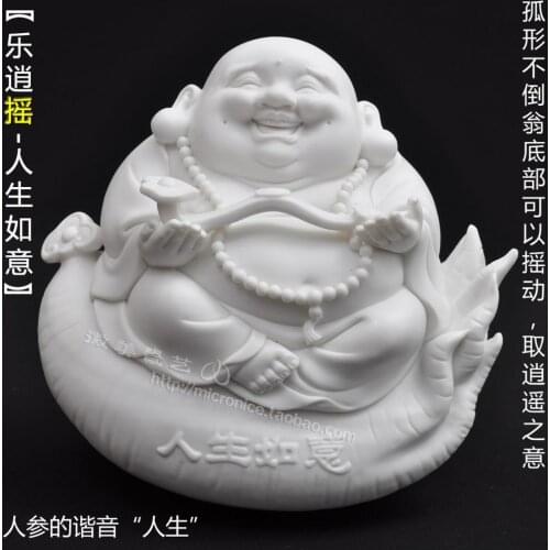 Happy Maitreya Buddha life Ruyi feng shui ornaments gifts porcelain mascot Home Furnishing living room decor decoration