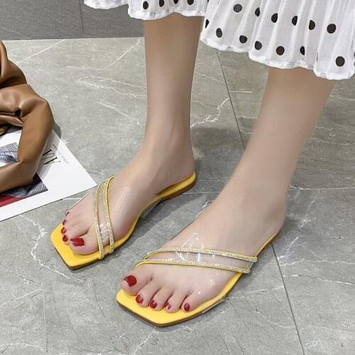 2021 Womens Slippers Women Shoes Transparent PVC Sexy Open Toe Flats Sandals Crystal TGHDOF Flip Flops Casual Beach Shoes Femal