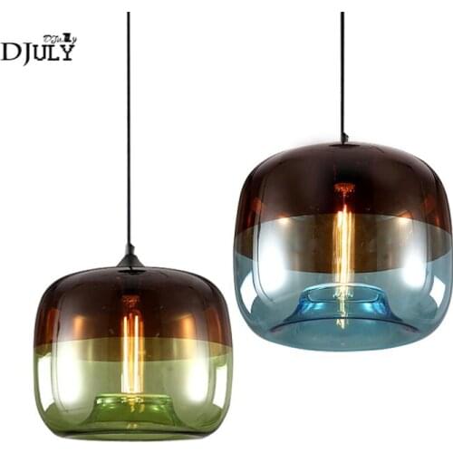 Nordic Double cake Colored glass pendant lights for dining room kitchen creative coffee store hanging lamp loft lighting fixture