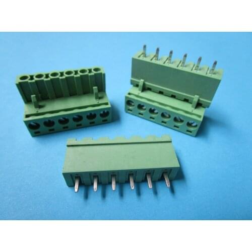 40 Pcs Close Straight 6 pin/way Pitch 5.08mm Screw Terminal Block Connector Green Color Pluggable Type With Straight pin