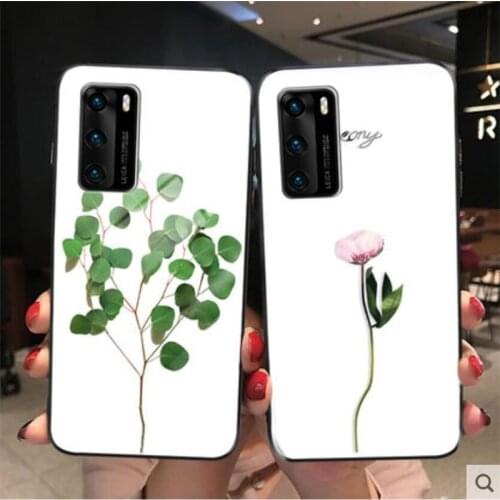 BONVAN Glass Case For Huawei P40 Pro Plus Lite E Hard Cover Huawei Nova 6 7 se 5 5i Pro 7i 5Z 5T 3 3e 3i 4 4e Peony Couqe Capa