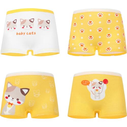 4 Pcs High Quality Pure Cotton Soft Children Underwear Girls Panties Cute Pattern Kids Boxer Briefs Child Girl Pants 2-12 Years