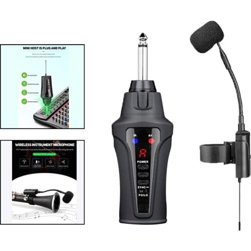 UHF Wireless Instruments Microphone Transmitter and Receiver Condenser Mic