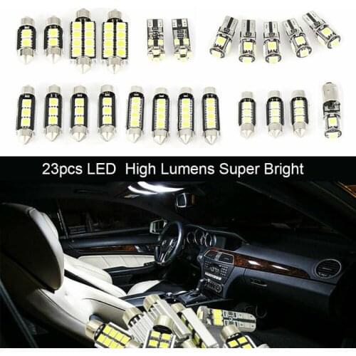 Universal 23Pcs LED T10 5050 Car Light Bulb Interior Dome Trunk License Plate Lamps Kit White For Bmw E60 E90 Golf 4 7 LED Lamp