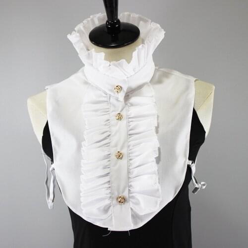 Vintage Ruffles Stand Fake Collar Shirt Bouse False Collars for Women Wedding Party Formal Neck Detachable Collar Tie Decorative