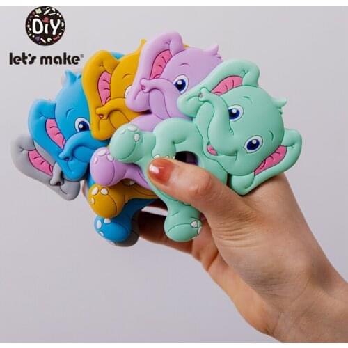 Lets Make 10PCS Baby Toys Silicone Smile Elephant Teether Food Grade Free BPA For Kid Chewing Necklace Beading DIY
