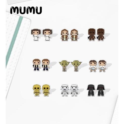 2021 New Star Wars Stud Earring Princess Leia Chewbacca D2 Epoxy Jewelry Resin Acrylic Earrings Handmade Gifts Girl