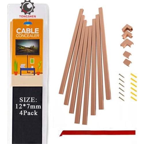 20x10mm Brown one-Cord Cable Concealer Gray Mini Wire Cover Cord Cover On-Wall Raceway Kit Mini PVC Cable Trunking Hide Cords