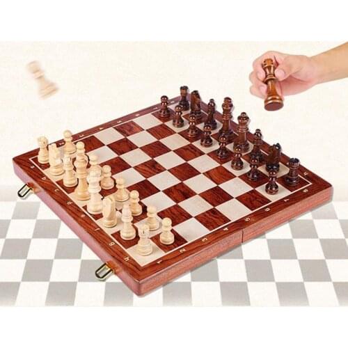 39x39cm Standard Classic Game Wooden Chess Set Full Size Foldable Board Large