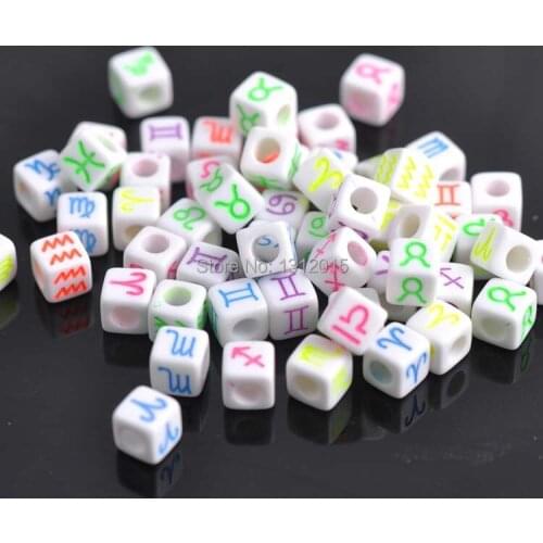 400Pcs 6mm Mixed Acrylic smile Face Cube Beads, Spacer Loose Beads For jewelry making YKL0241