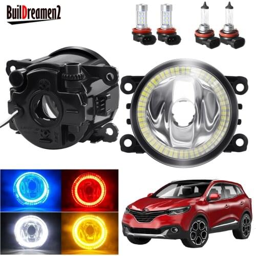Angel Eye Fog Light Assembly For Renault Kadjar 2015 2016 2017 2018 Car H11 Front Bumper Fog Light Halo Ring DRL 12V Accessories