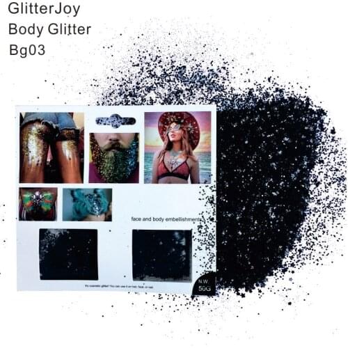 BG03 one pack of Dark Black Body and Hair Glitter Festival ideal for Halloween Costume Party on Night Club and Party