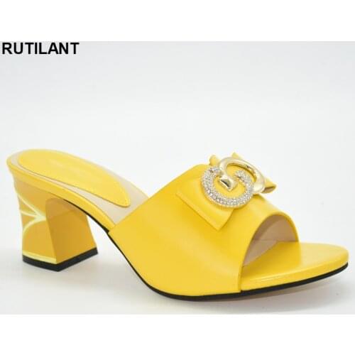 New Arrival Italian Women Shoes Nigerian Women Slipper Slingbacks Concise Style for Office Lady African Party Shoes with Metal