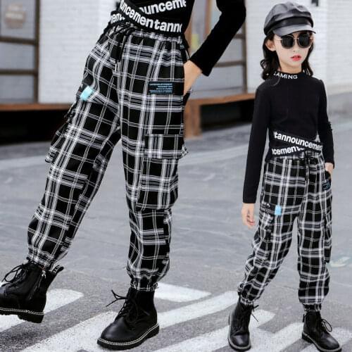Girls' plaid pants, spring, autumn winter new style pants, childrens western style trousers childrens overalls casual trousers