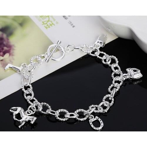New 925 Silver Bracelets charm Horseshoe Farm chain for women men Wedding party good Gifts high quality Fashion Jewelry 20cm