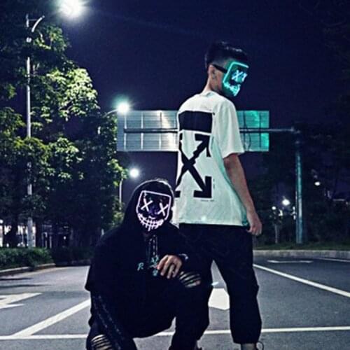 Colorful LED Party Mask Light Up Masks The Purge Election Year Funny Masks Halloween Festival Cosplay Supplies Glow In Dark