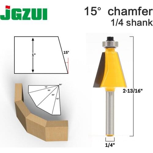 1pc 1/4" Shank 15 Degree Chamfer & Bevel Edging Router Bit woodworking cutter woodworking bits