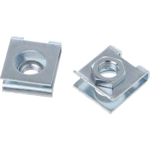 A5KD 4 Pcs Car License Plate Fastener Buckle Metal Screw Nut U-Type Clips Retainer 6mm