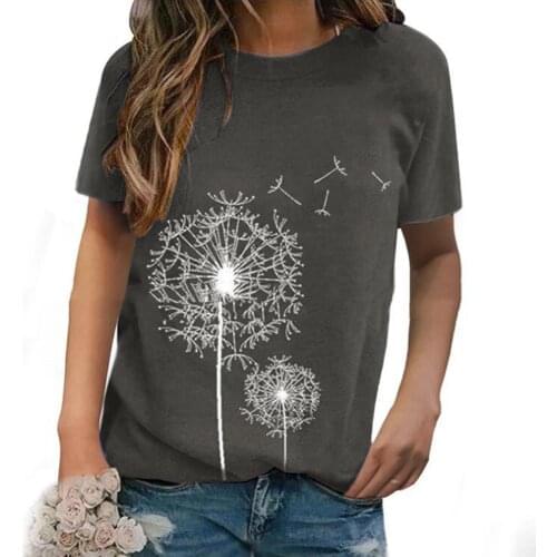 4#Wildflower Dandelion Print T-Shirts Harajuku Women Tshirt Cotton Casual Funny t shirt Gift for Lady Yong Girl Top Tee футболка
