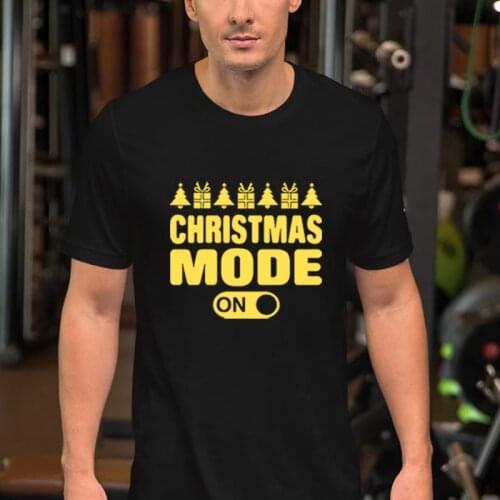 Christmas Mode on Printed T-shirts Christmas Tree & Gift Male Tshirt Aesthetic Fashion Crew Neck T Shirt New Style Tops Tees