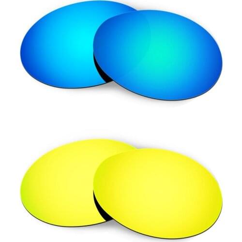 HKUCO For Romeo 1.0 Sunglasses Replacement Polarized Lenses 2 Pairs - Blue & Gold