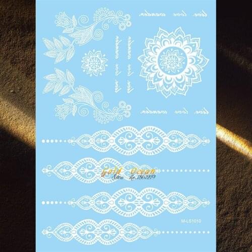 Henna Waterproof Fake Flash Temporary Tattoo Bracelets Indian Totem GM-LS1010 Fake Flash White Body Art ARm Wedding Bridal Tatoo