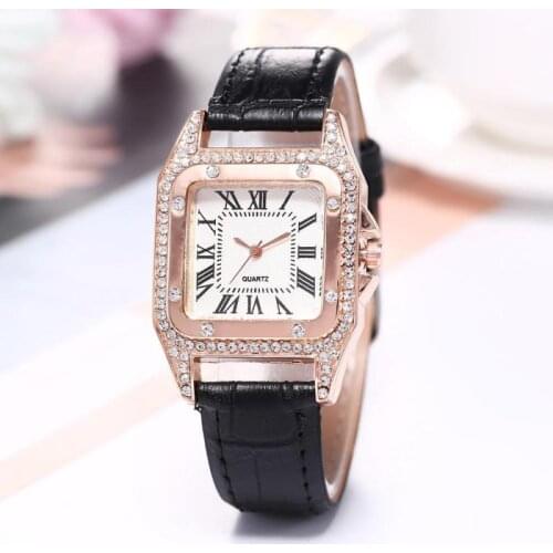 Square Womens Watches for Ladies Simple Quartz Wristwatches with Belt