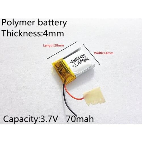 3.7V 70mAh 401420 Lithium Polymer LiPo Rechargeable Battery For Mp3 Mp4 PAD DVD DIY E-book bluetooth Headphone