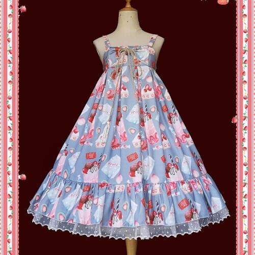 Lolita Strawberry JSK Tea Party Japanese Style Girl sweet soft ice lolita cosplay Lace dress Maid Costume dress