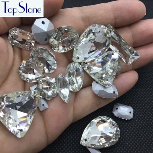 Pointback Sew on Rhinestones Crystal Clear Color Drop,Oval,Baguette More Shapes Sew-on Stone Diy Dress Clothing Making
