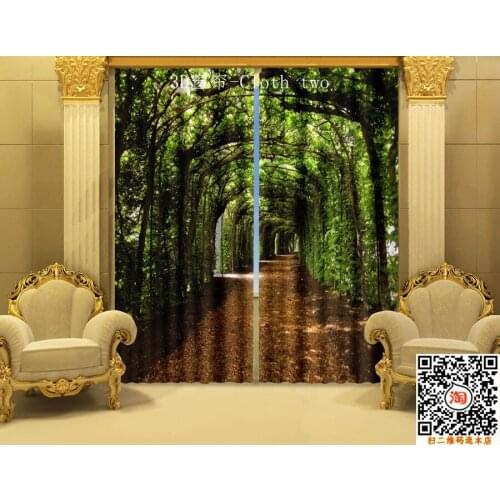 The New Forest Shade Trail Level Shading Cloth Printing 3D Printing High-grade Curtain Curtain Fabric