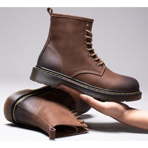 New Brand Fashion Vintage Handmade Men Shoes Genuine Leather British Dress Ankle Boots Autumn Winter Tooling Platform Boots