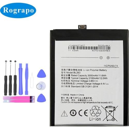 3100mAh BL263 Replacement Battery For Lenovo ZUK Z2 Pro Z2Pro Z2121 Z2132 BL 263 batteries Mobile Phone Bateria BL-263