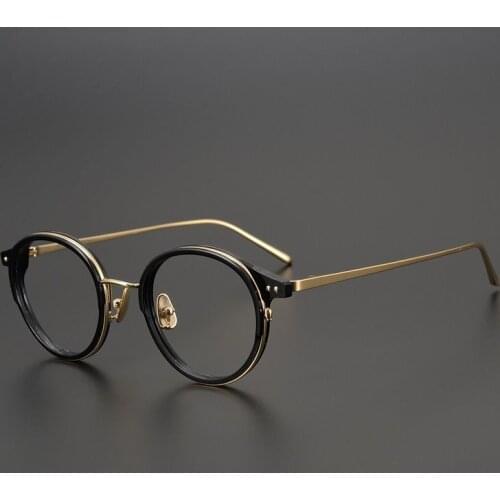 Original Quality Brand Titanium Retro Round Glasses Men Women Handmade Super Light Frame Myopia Eyeglasses Oculos De Grau