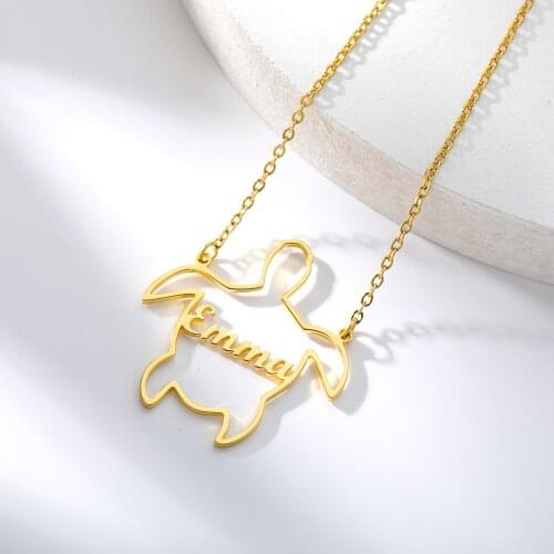 Custom Cute Turtle Name Necklace For Women Stainless Steel Customized Necklaces Personalized Letter Gold Choker Necklace Gift