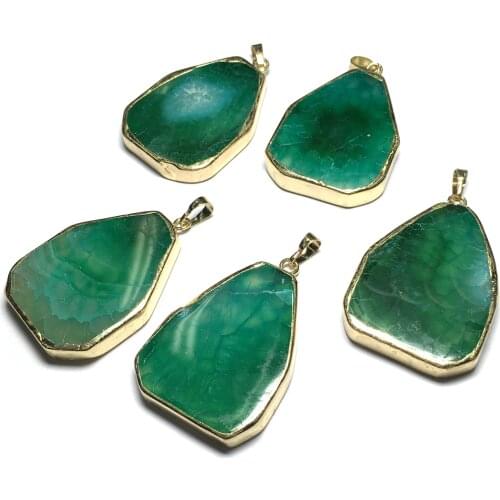 High Quality Green Natural Stone Pendants Fashion Water Drop Shape Necklace Pendants for Jewelry Making DIY necklace accessories