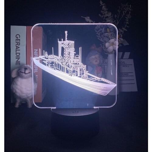 Ship Warships Military Lamp 3d Smart Phone Control 3D Night Light Child Bedroom Bedside Lamp Military Fans Around Birthday Gift