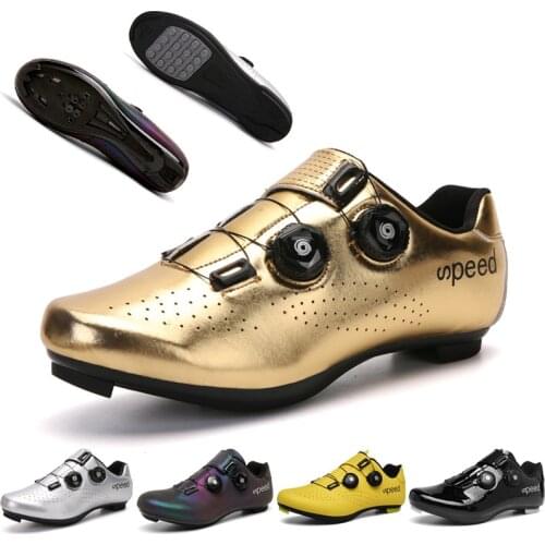 Professional Self-locking Men Road Bike Shoes Ultra-light Non-slip Women MTB Cycling Shoes SPD Pedal Racing Flat-bottomed Shoes