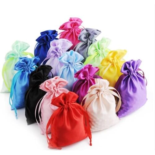 Silk Satin Drawstring Gift Bag Ribbon for Hair Travel Watch Shoes Diamond Bead Ring Makeup Jewelry Wigs Storage Packaging Pouch