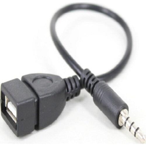 3.5mm Male AUX Audio Plug Jack To USB 2.0 Female Converter 20cm Cable Cord for Car MP3