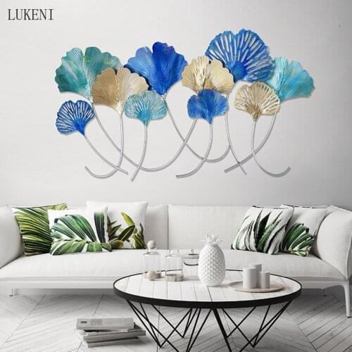 Modern Living Room Sofa Background Wall Simple Wall Decoration Family Soft Decoration Creative Ginkgo Leaf Iron Wall Hanging