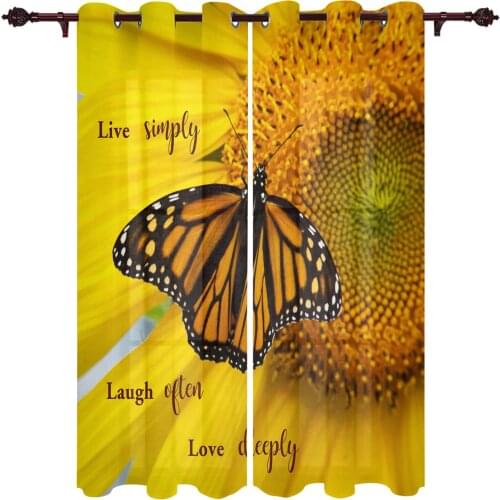 Modern Curtains Butterfly Sunflower Baby Room Bedroom Creative Window Curtains Kitchen Living Room Terrace Valance Curtains